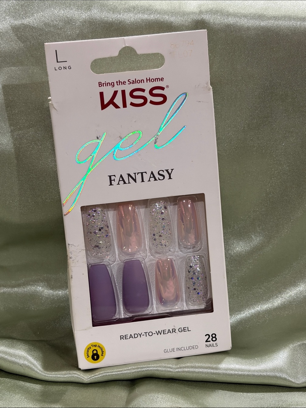 KISS Gel Fantasy Press-On Nails in Lavender, Pink & Silver Glitter